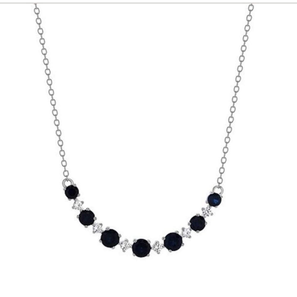 Kohl's Sterling Silver Necklace Simulated Blue Sapphire Gemstone Accents